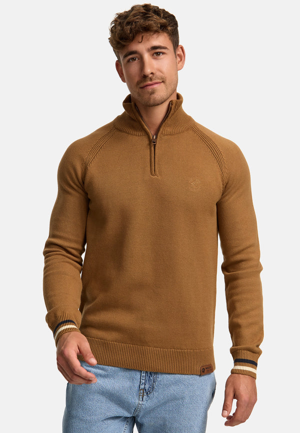 Indicode Herren INSwift Strickpullover mit Stehkragen und Reißverschluß