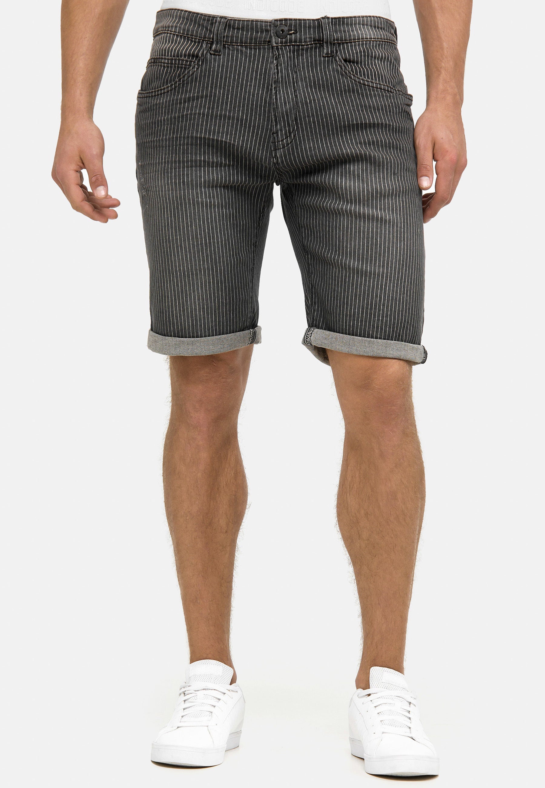 Indicode Men's Caden Jeans Shorts with 5 pockets made of 98% cotton