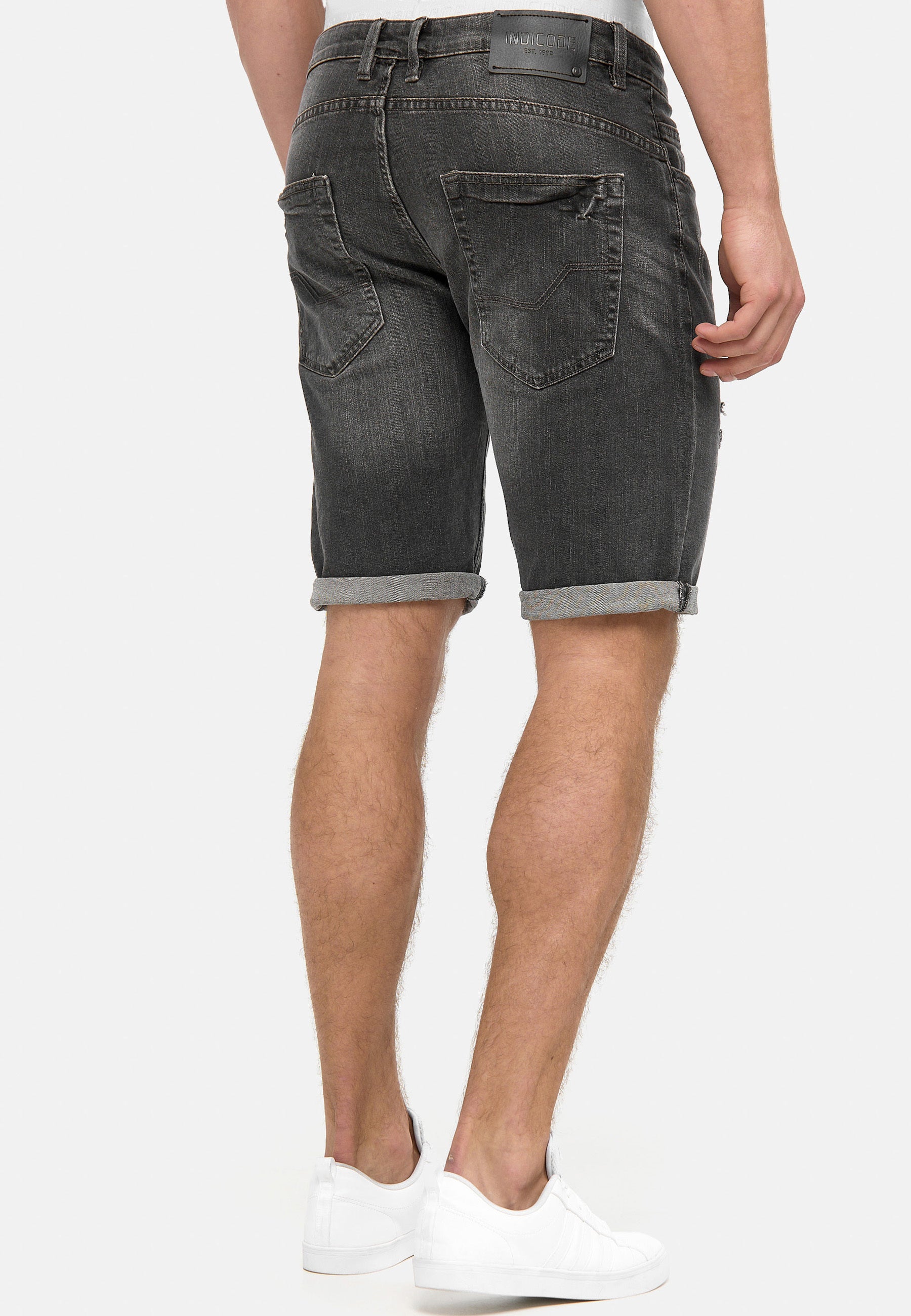 Indicode Men's Caden Jeans Shorts with 5 pockets made of 98% cotton