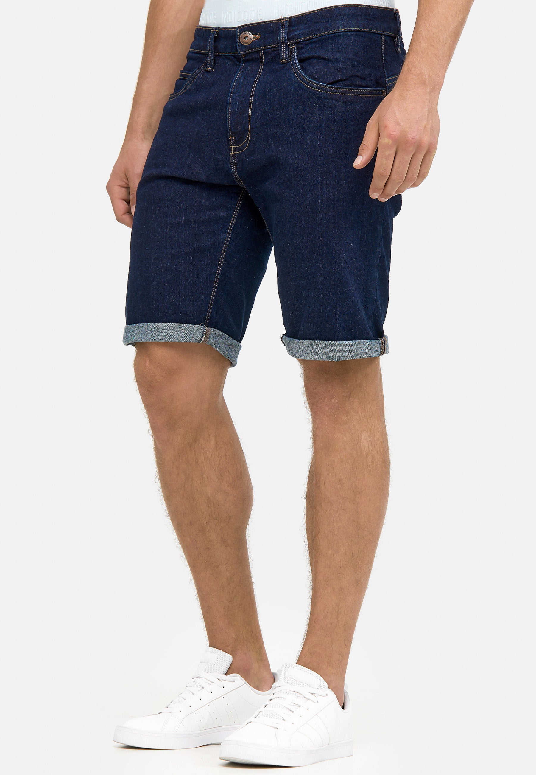 Indicode Men's Caden Jeans Shorts with 5 pockets made of 98% cotton