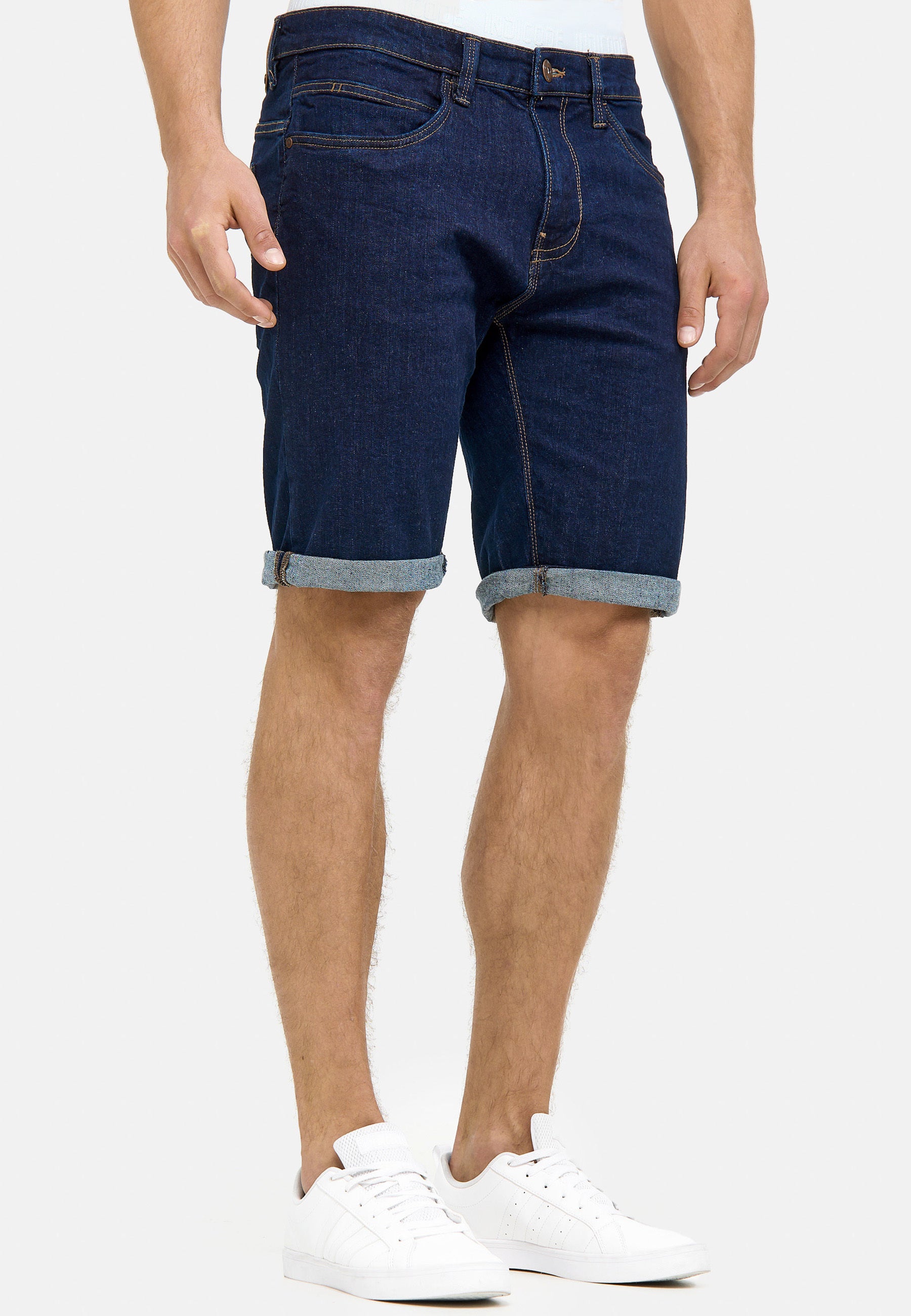 Indicode Men's Caden Jeans Shorts with 5 pockets made of 98% cotton