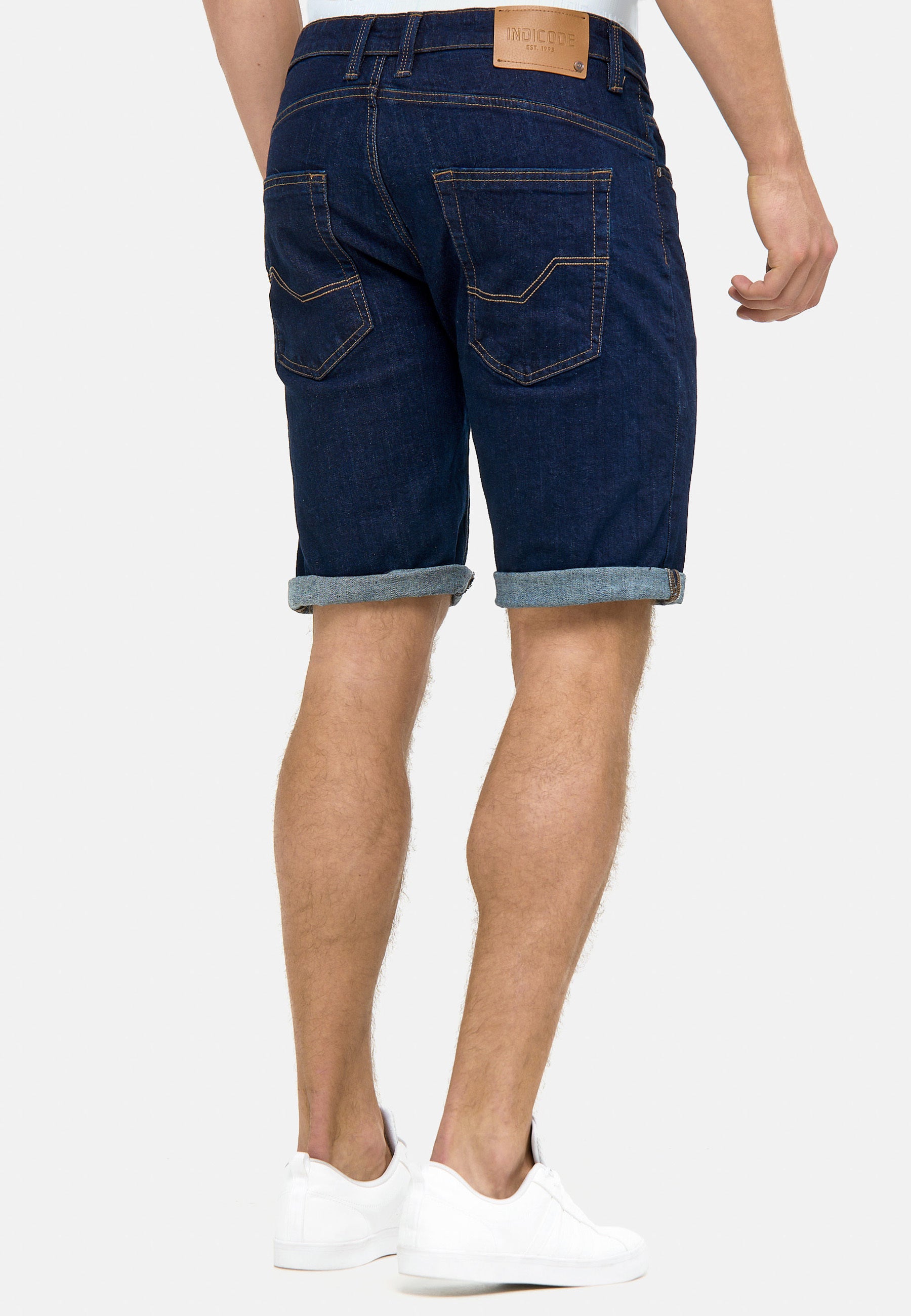 Indicode Men's Caden Jeans Shorts with 5 pockets made of 98% cotton