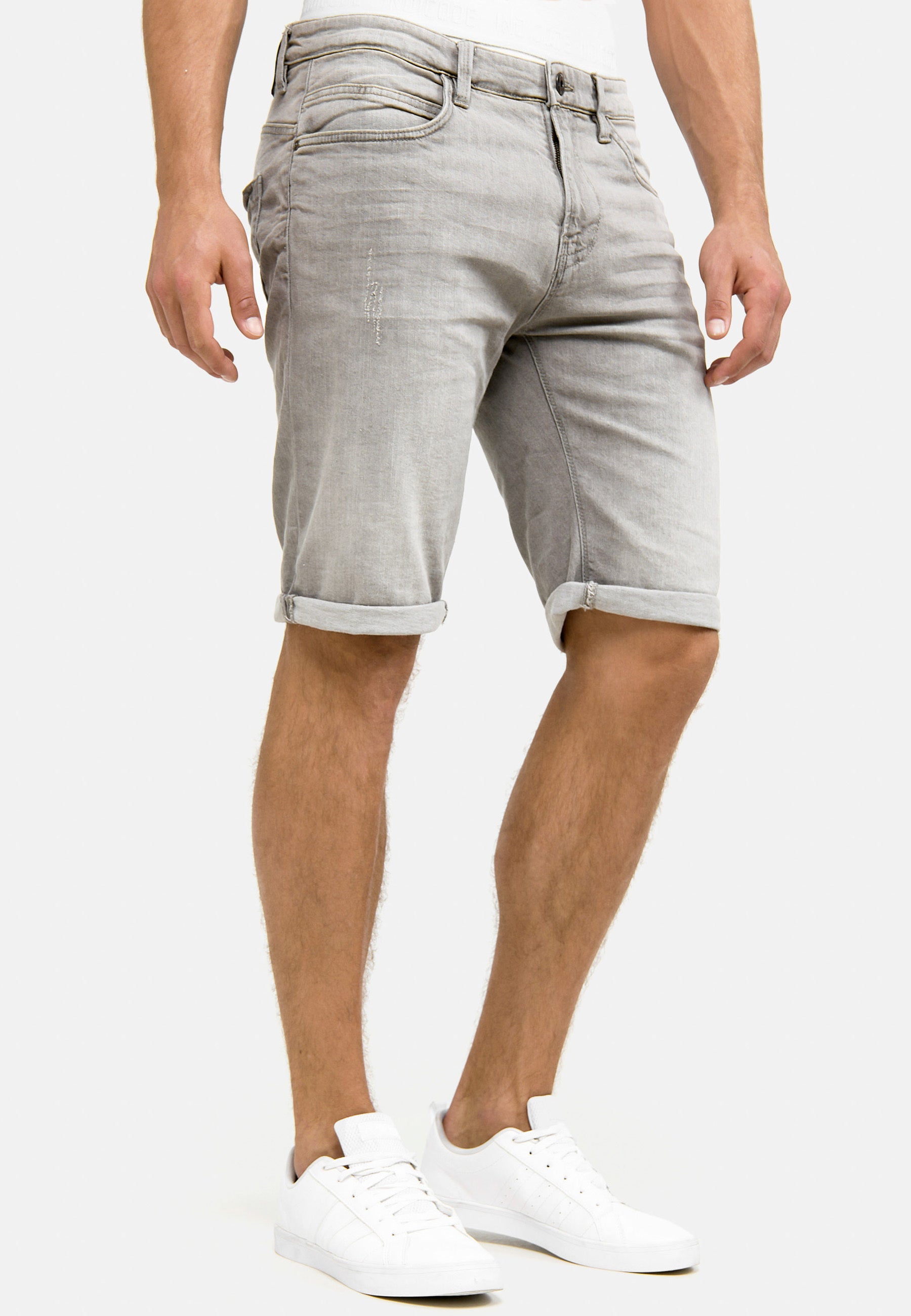Indicode Men's Caden Jeans Shorts with 5 pockets made of 98% cotton