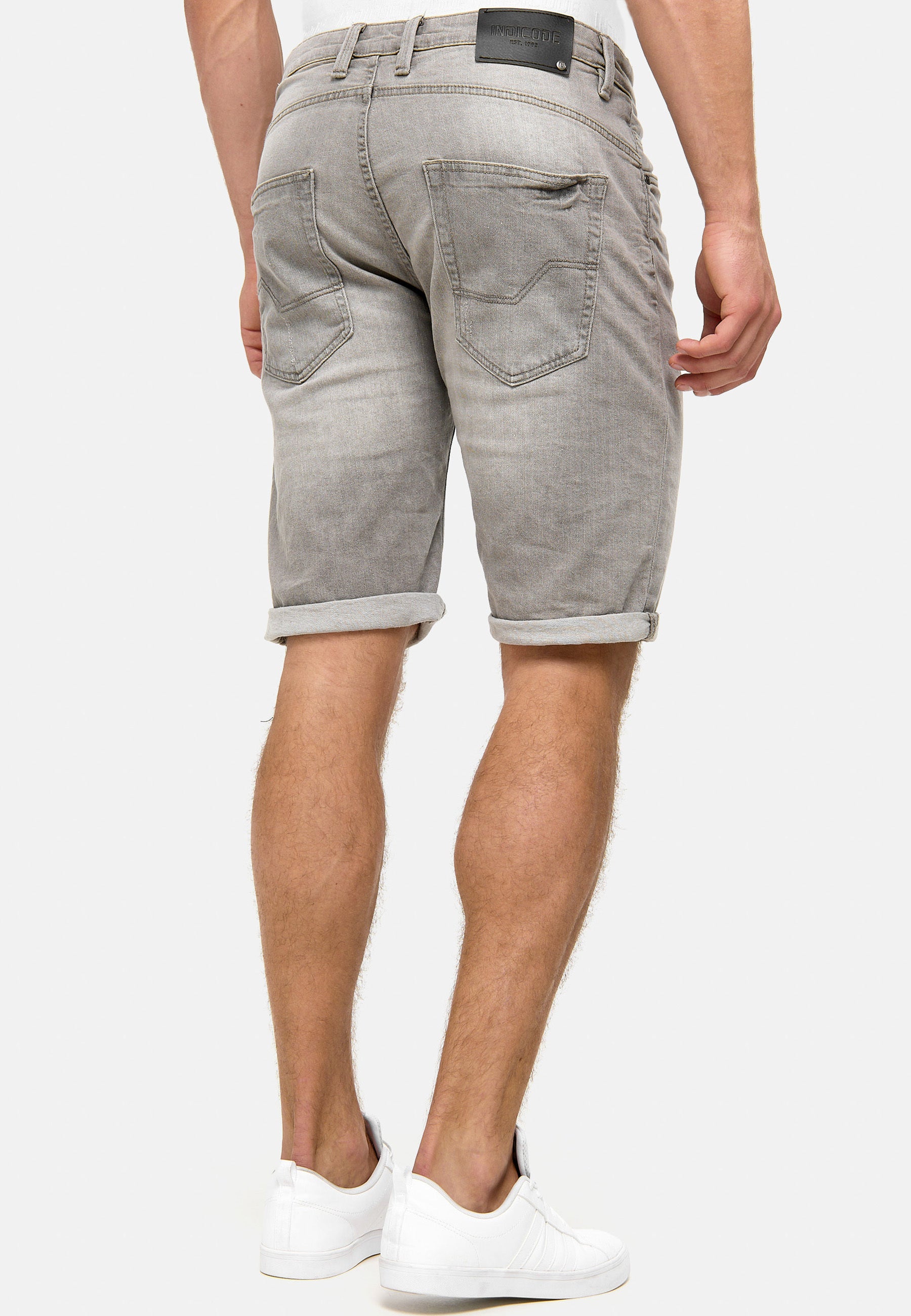 Indicode Men's Caden Jeans Shorts with 5 pockets made of 98% cotton