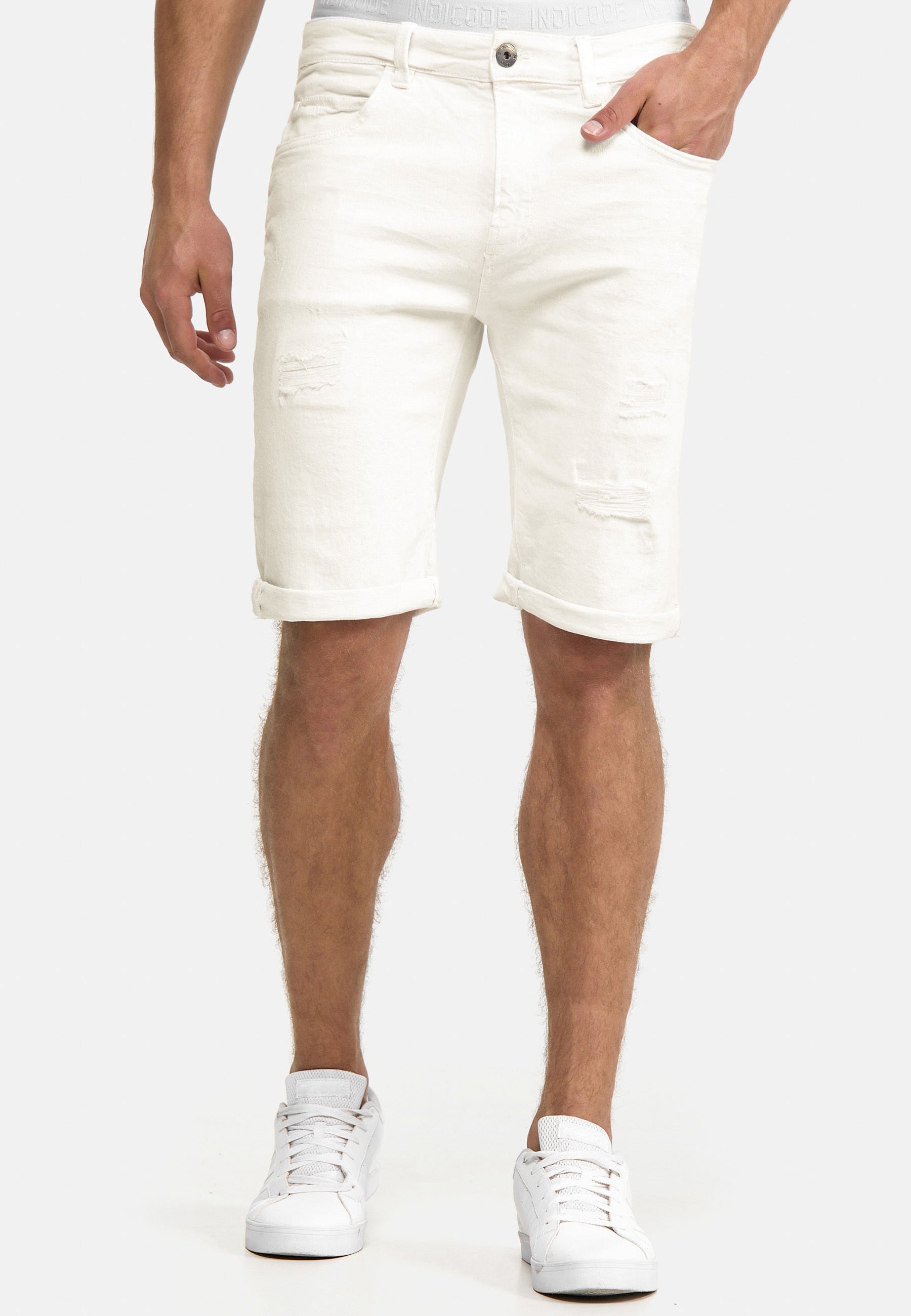 Indicode Men's Caden Jeans Shorts with 5 pockets made of 98% cotton