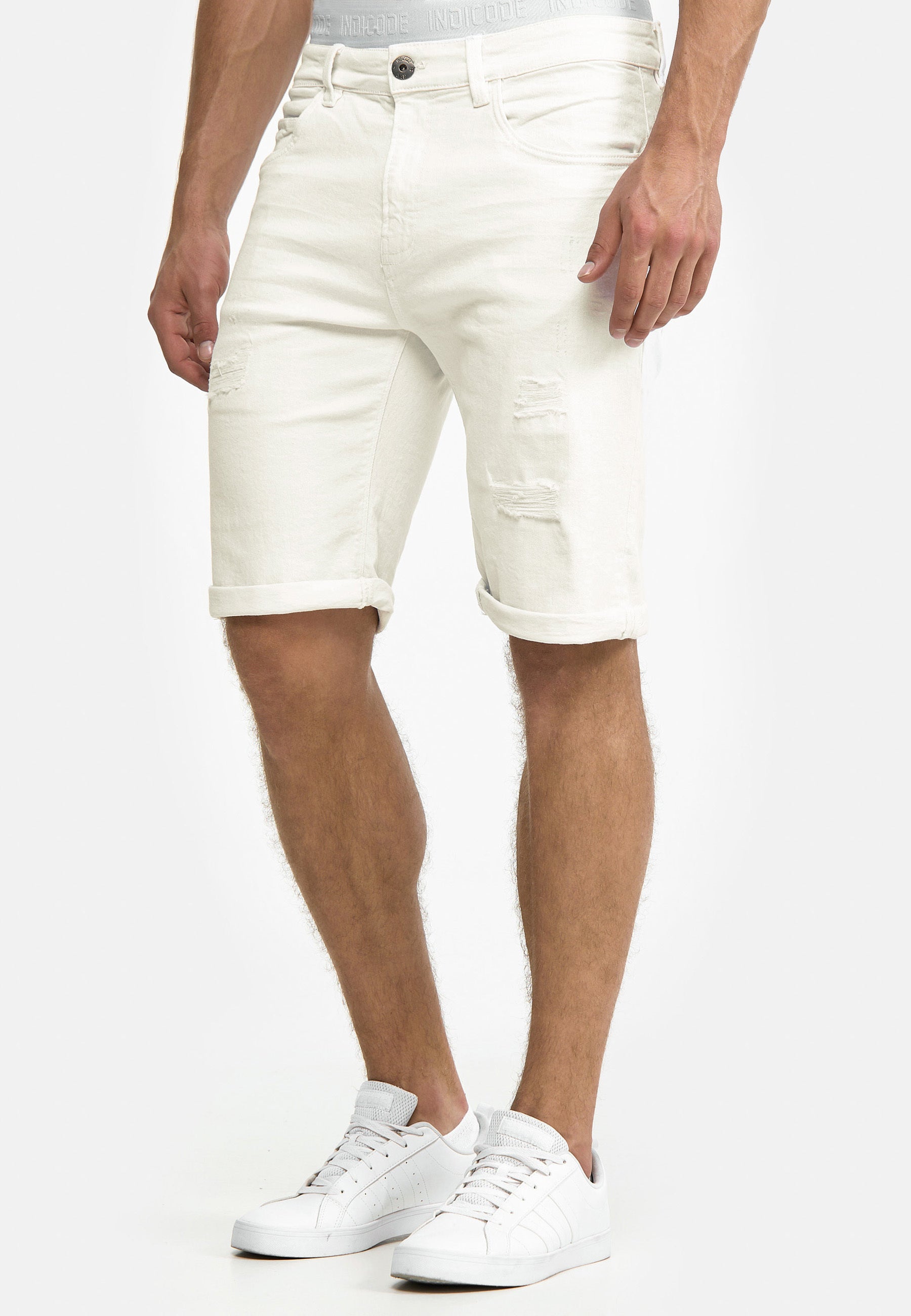 Indicode Men's Caden Jeans Shorts with 5 pockets made of 98% cotton