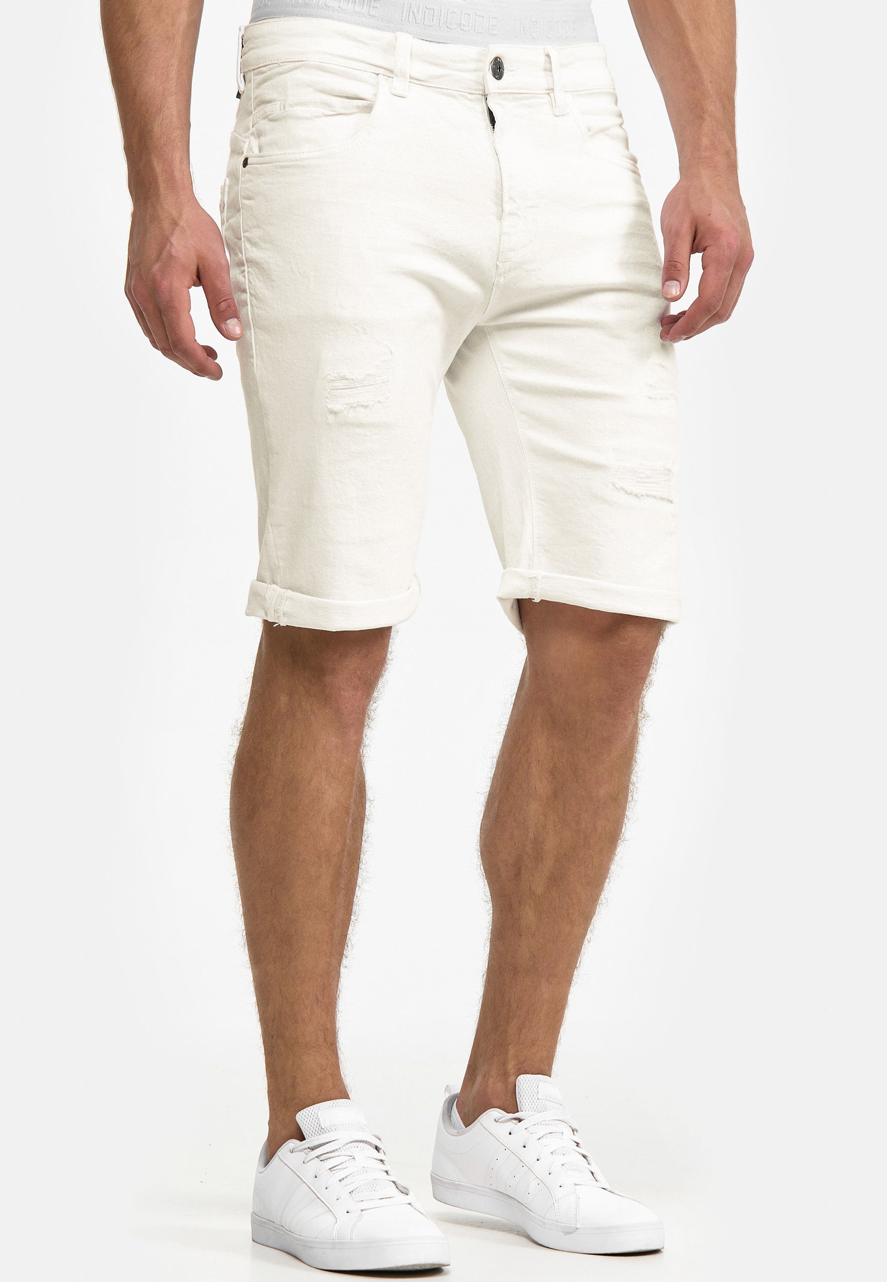 Indicode Men's Caden Jeans Shorts with 5 pockets made of 98% cotton