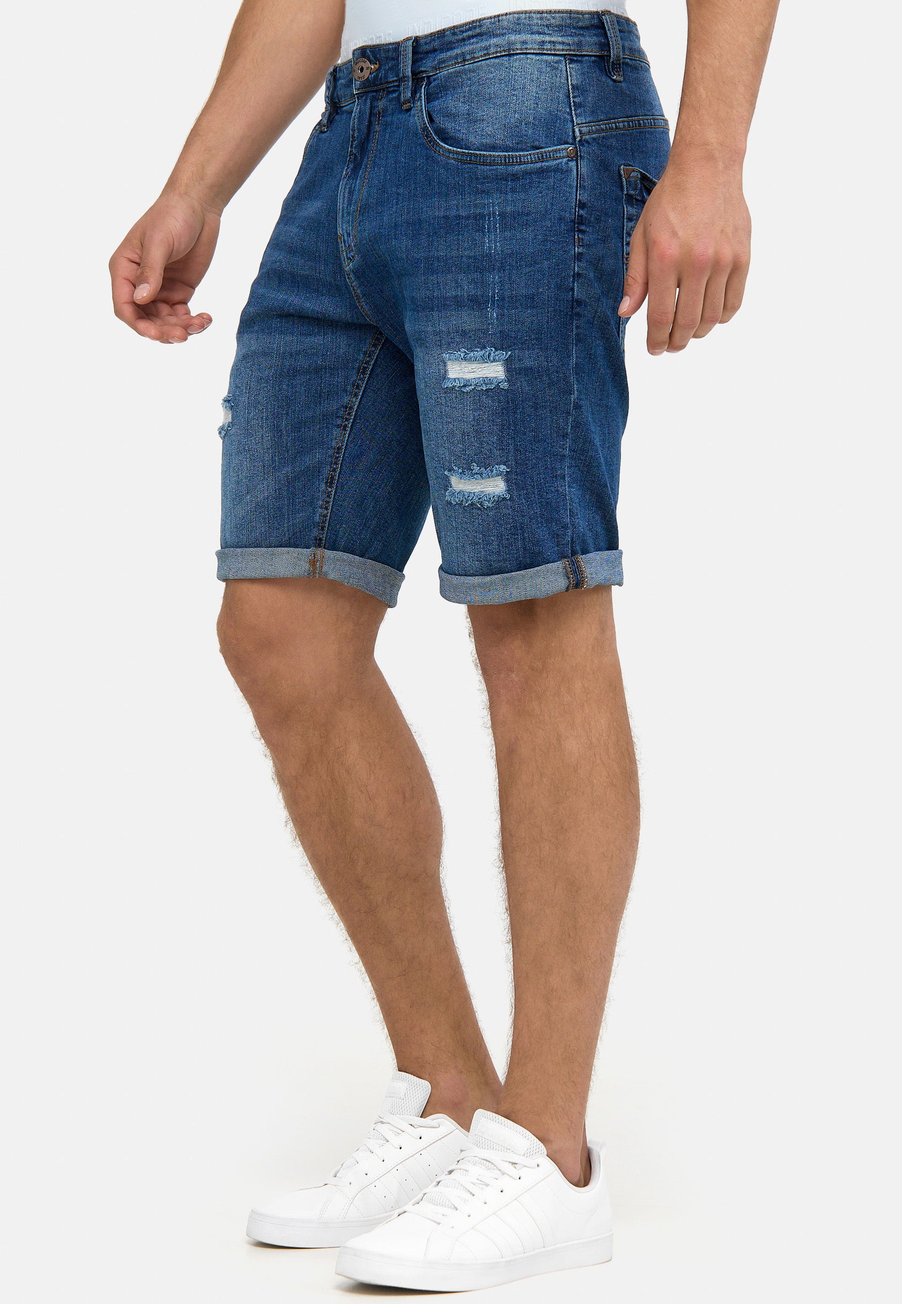 Indicode Men's Caden Jeans Shorts with 5 pockets made of 98% cotton