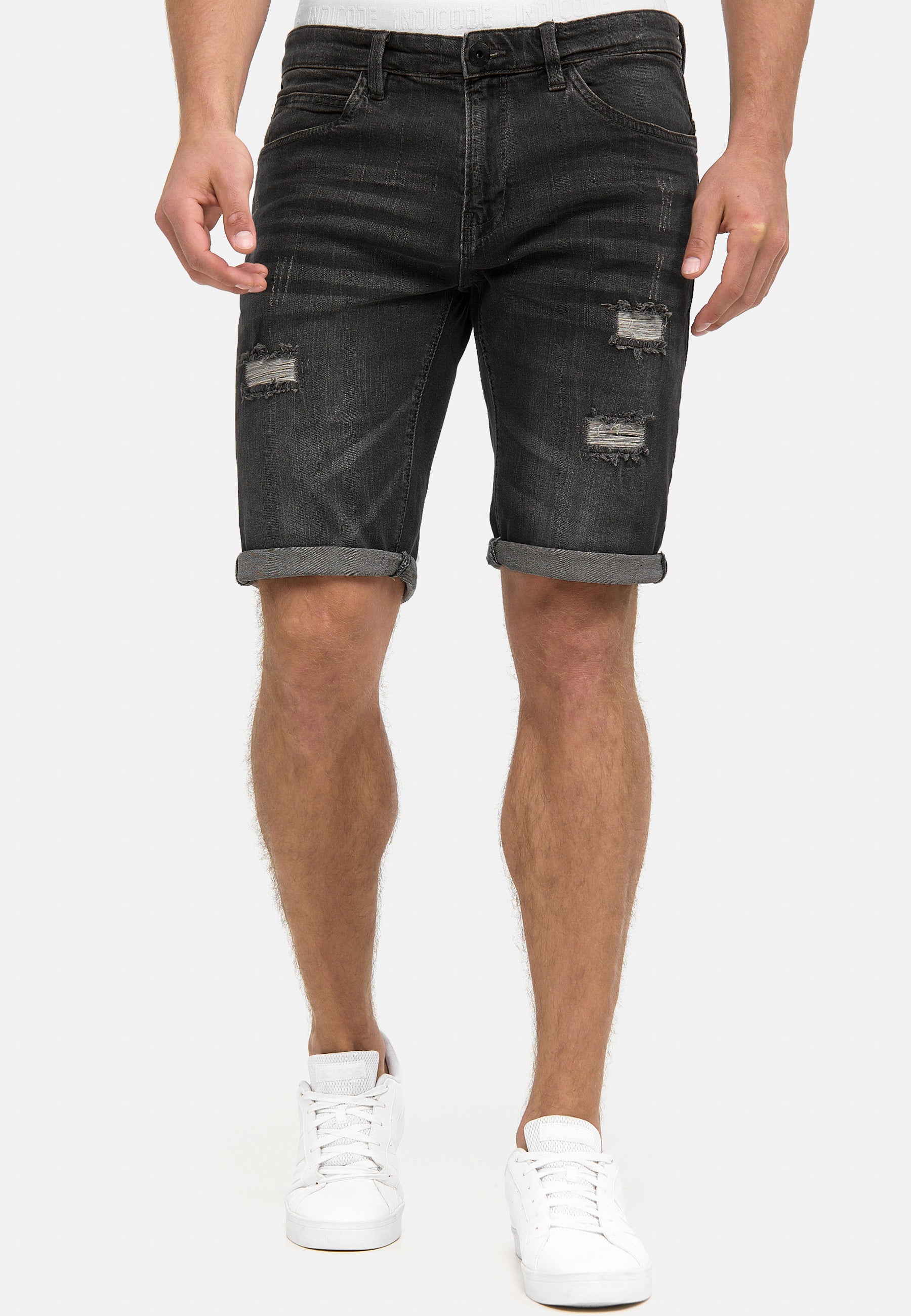 Indicode Men's Caden Jeans Shorts with 5 pockets made of 98% cotton