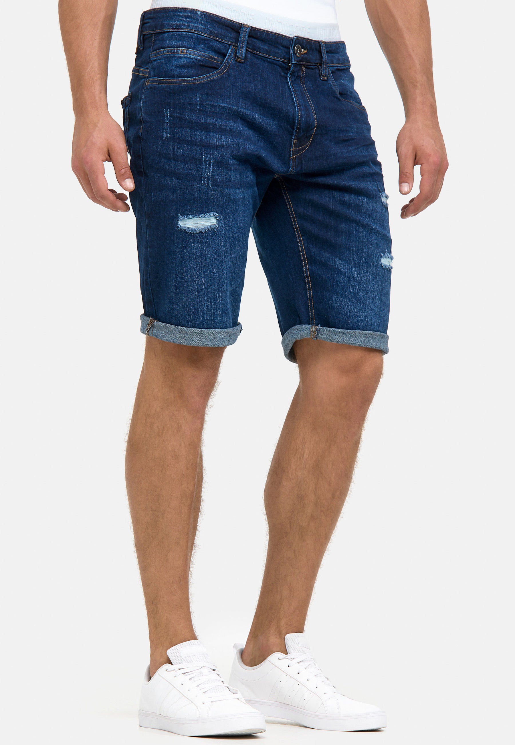 Indicode Men's Caden Jeans Shorts with 5 pockets made of 98% cotton