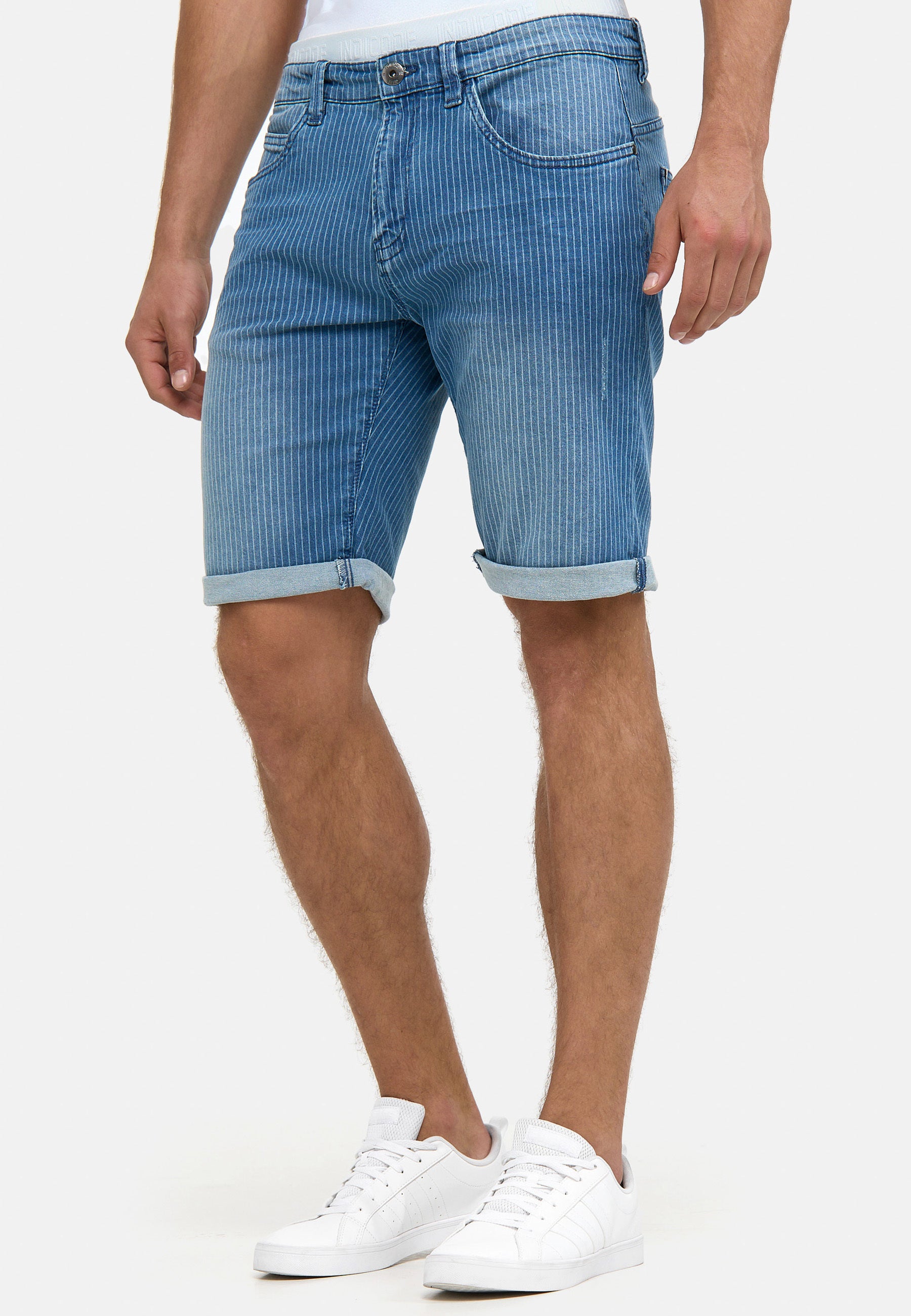 Indicode Men's Caden Jeans Shorts with 5 pockets made of 98% cotton