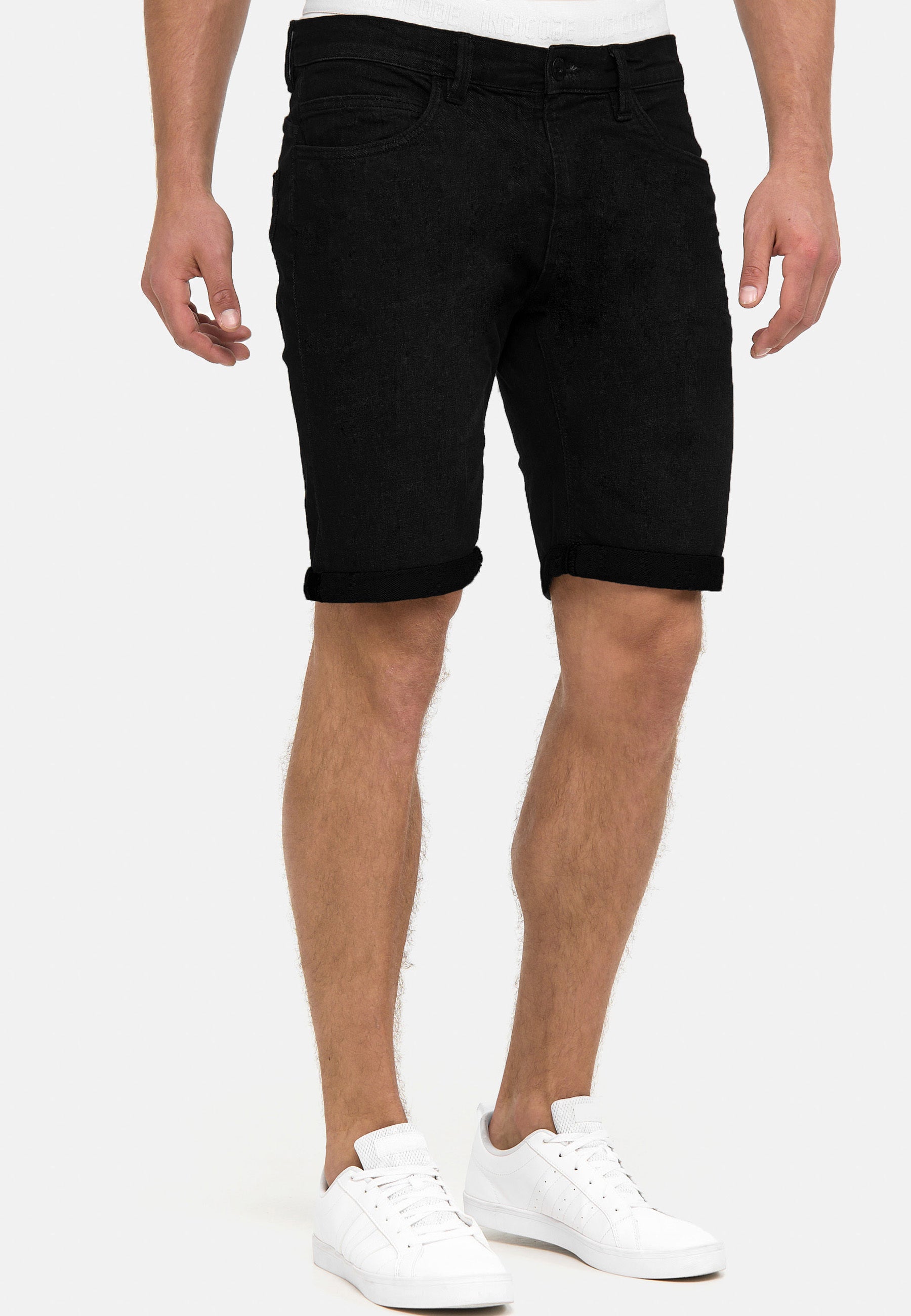Indicode Men's Caden Jeans Shorts with 5 pockets made of 98% cotton
