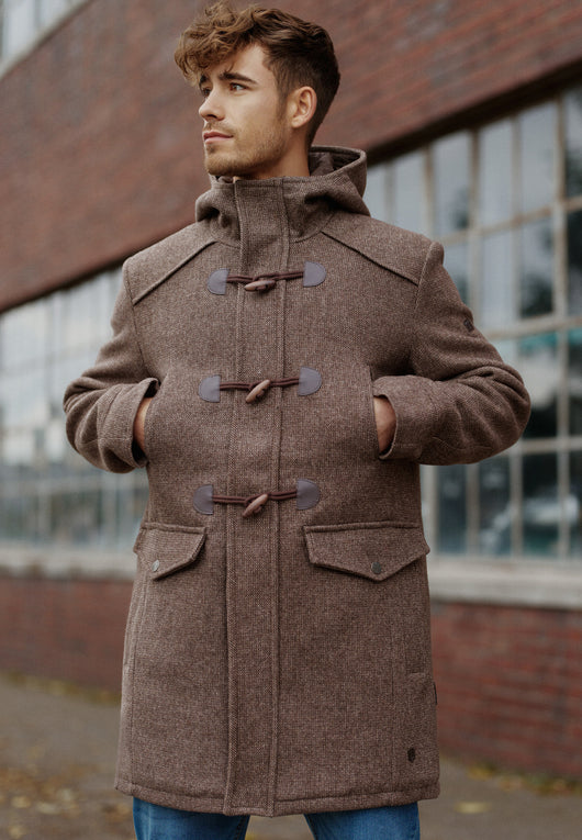 Indicode Herren Liam Dufflecoat mit Stehkragen und Kapuze