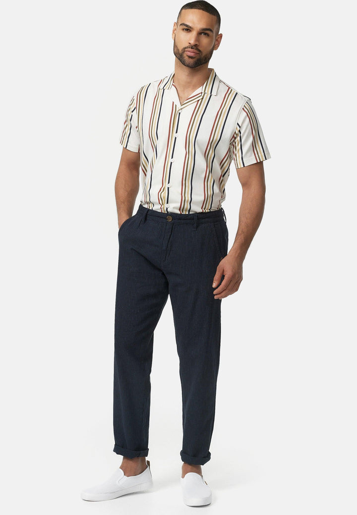Indicode Herren Arona Stoffhose aus Baumwolle & Leinen mit 4 Taschen - INDICODE