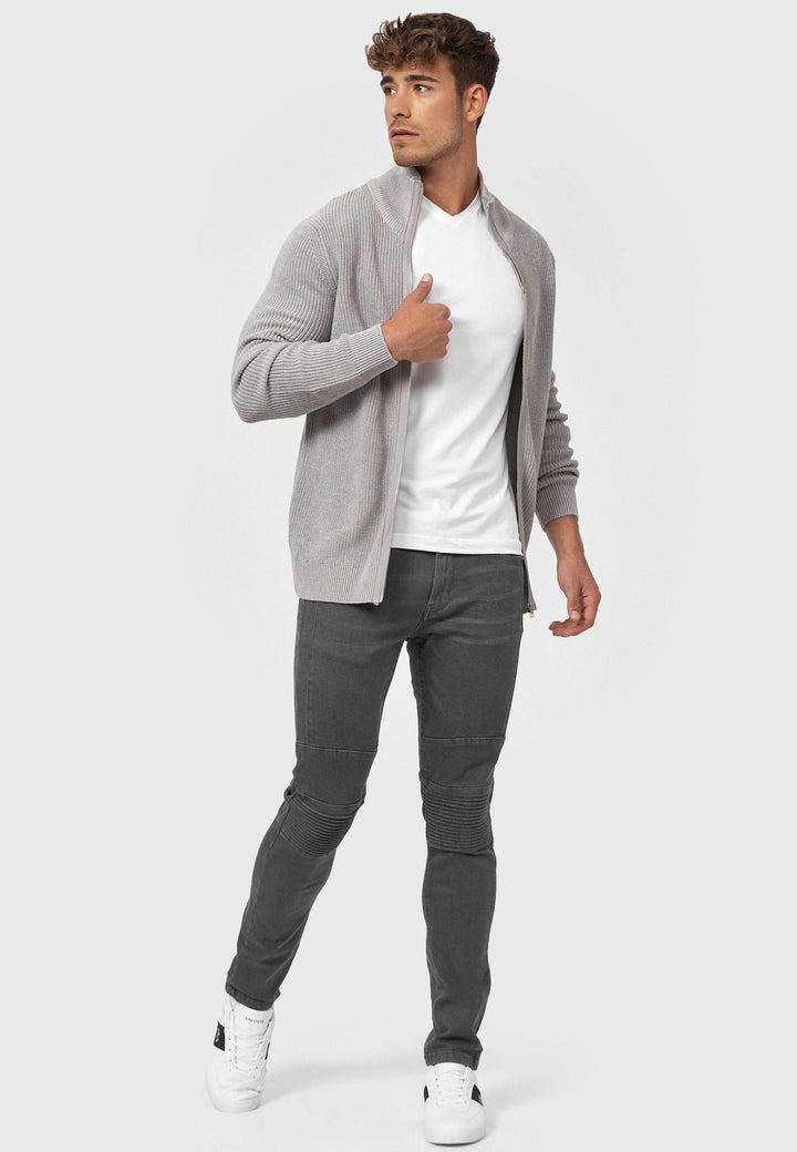 Indicode Herren Dodson Strickjacke mit Stehkragen aus 100% Baumwolle - INDICODE