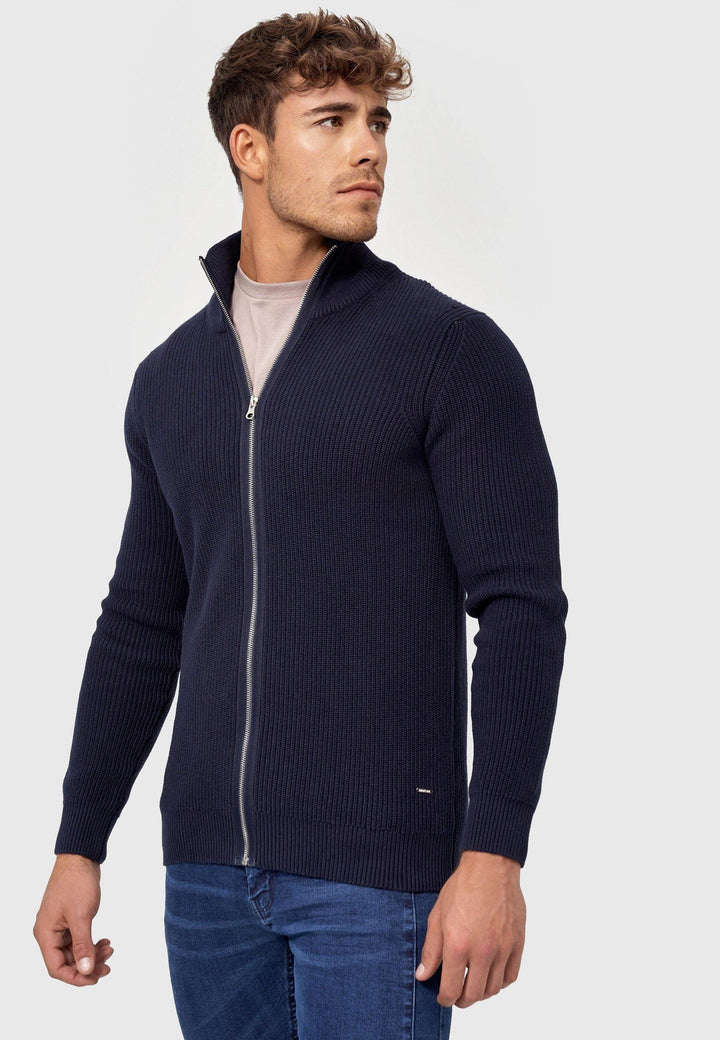 Indicode Herren Dodson Strickjacke mit Stehkragen aus 100% Baumwolle - INDICODE