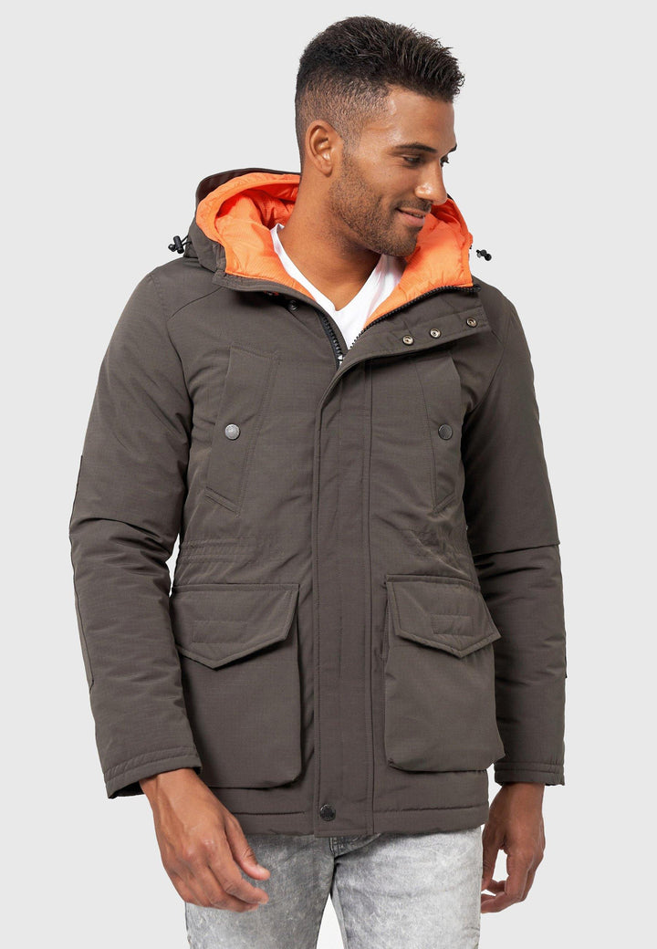 Indicode Herren Waters Parka mit Kapuze und verdecktem Reißverschluß
