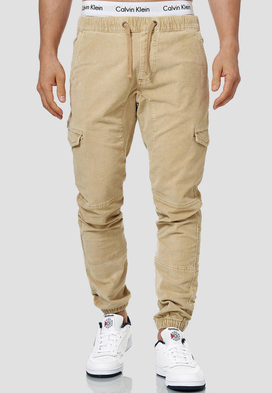 Indicode Herren Walker Cargohose aus 98% Baumwolle (Cord-Stretch)