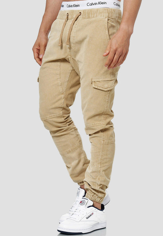 Indicode Herren Walker Cargohose aus 98% Baumwolle (Cord-Stretch)