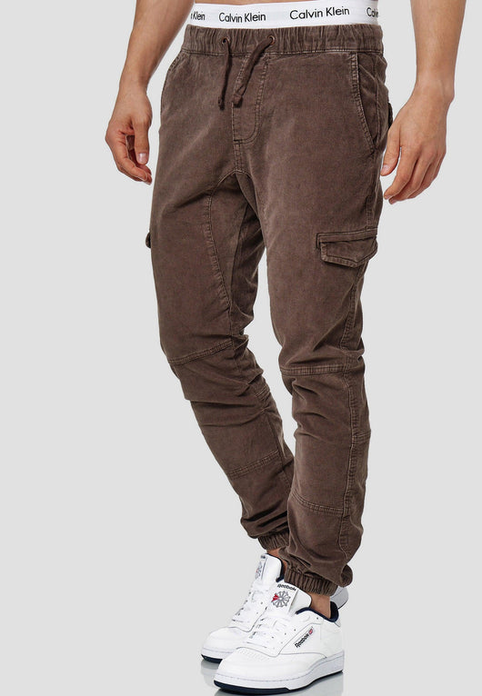 Indicode Herren Walker Cargohose aus 98% Baumwolle (Cord-Stretch)