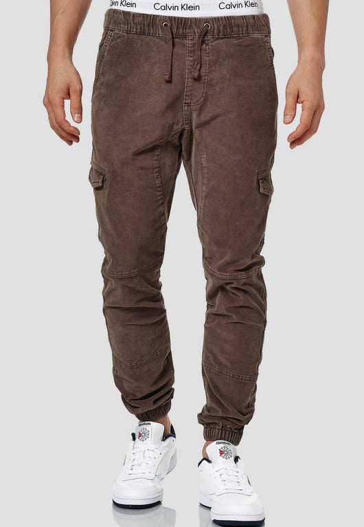 Indicode Herren Walker Cargohose aus 98% Baumwolle (Cord-Stretch)