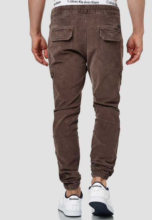 Indicode Herren Walker Cargohose aus 98% Baumwolle (Cord-Stretch)