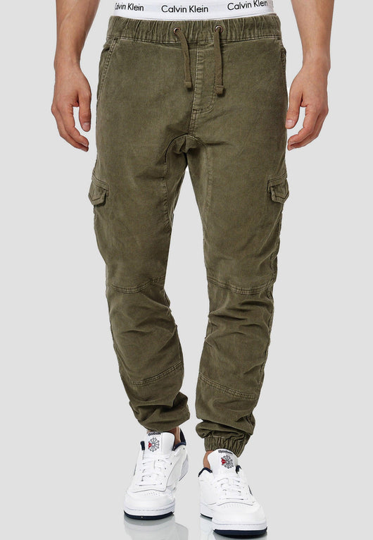 Indicode Herren Walker Cargohose aus 98% Baumwolle (Cord-Stretch)