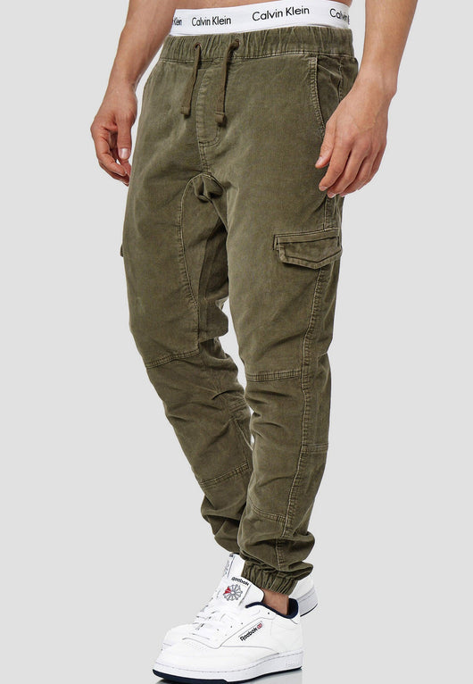 Indicode Herren Walker Cargohose aus 98% Baumwolle (Cord-Stretch)