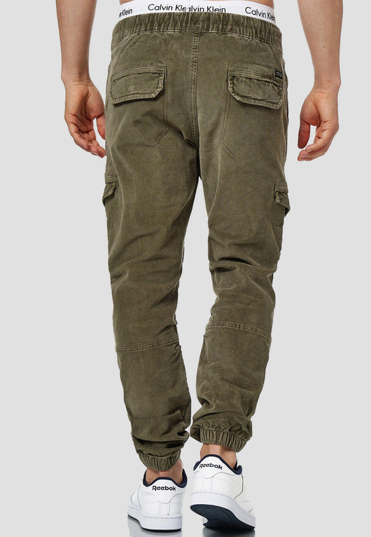 Indicode Herren Walker Cargohose aus 98% Baumwolle (Cord-Stretch)