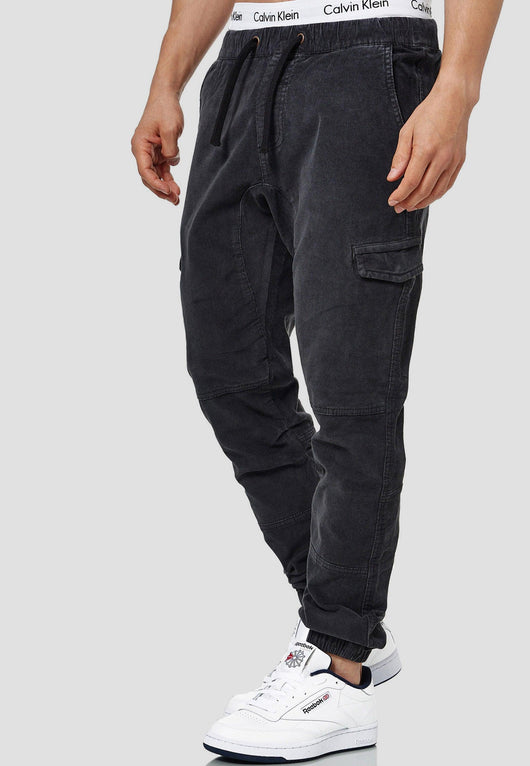 Indicode Herren Walker Cargohose aus 98% Baumwolle (Cord-Stretch)