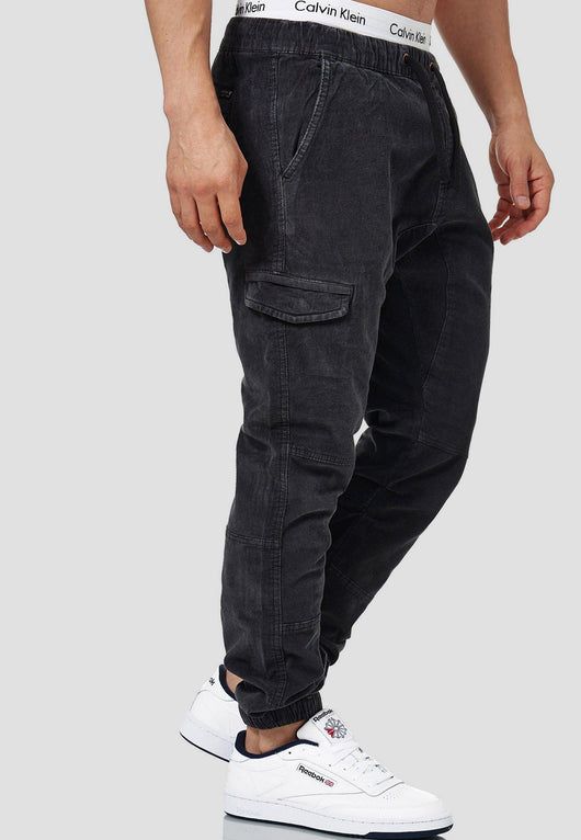 Indicode Herren Walker Cargohose aus 98% Baumwolle (Cord-Stretch)