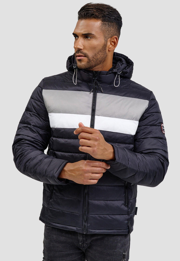 Indicode Herren Hampshire Steppjacke in Daunenjacken-Optik mit abnehmbarer Kapuze - INDICODE