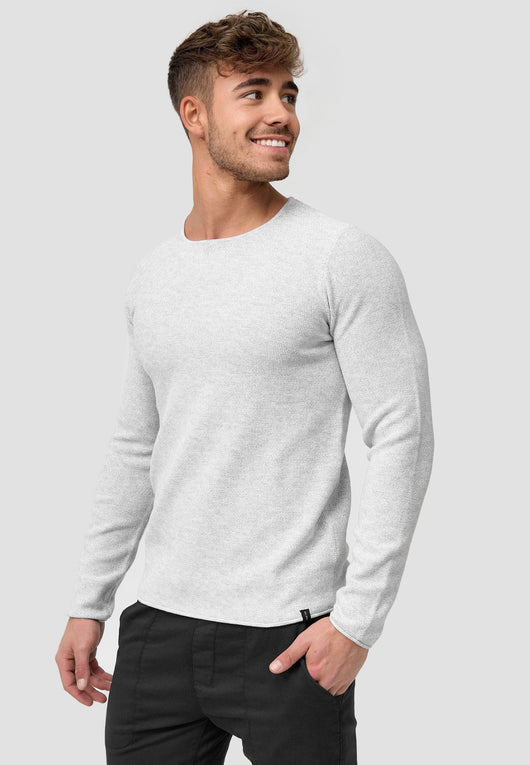 Indicode Herren Loakim Strickpullover mit Rundhals-Ausschnitt & Roll Edge aus 90% Baumwolle