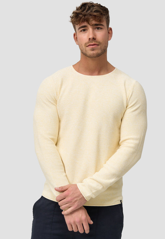 Indicode Herren Loakim Strickpullover mit Rundhals-Ausschnitt & Roll Edge aus 90% Baumwolle