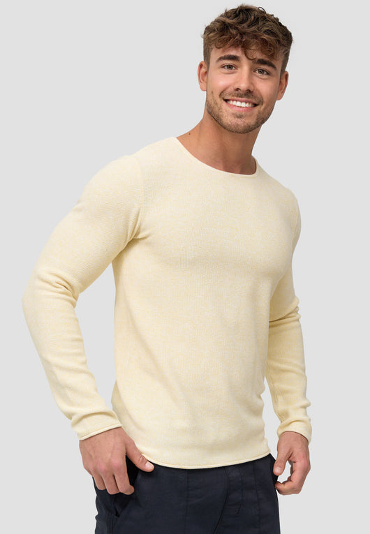 Indicode Herren Loakim Strickpullover mit Rundhals-Ausschnitt & Roll Edge aus 90% Baumwolle