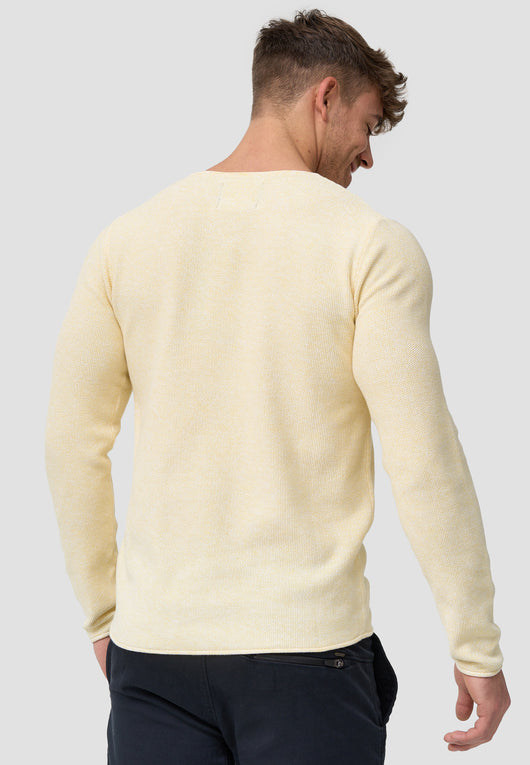 Indicode Herren Loakim Strickpullover mit Rundhals-Ausschnitt & Roll Edge aus 90% Baumwolle