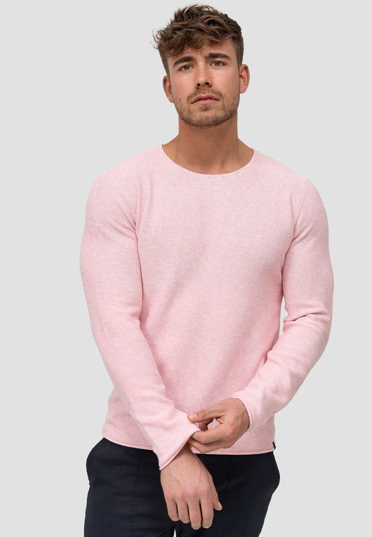 Indicode Herren Loakim Strickpullover mit Rundhals-Ausschnitt & Roll Edge aus 90% Baumwolle