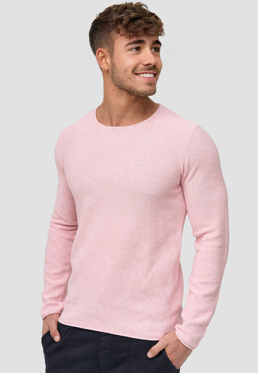 Indicode Herren Loakim Strickpullover mit Rundhals-Ausschnitt & Roll Edge aus 90% Baumwolle