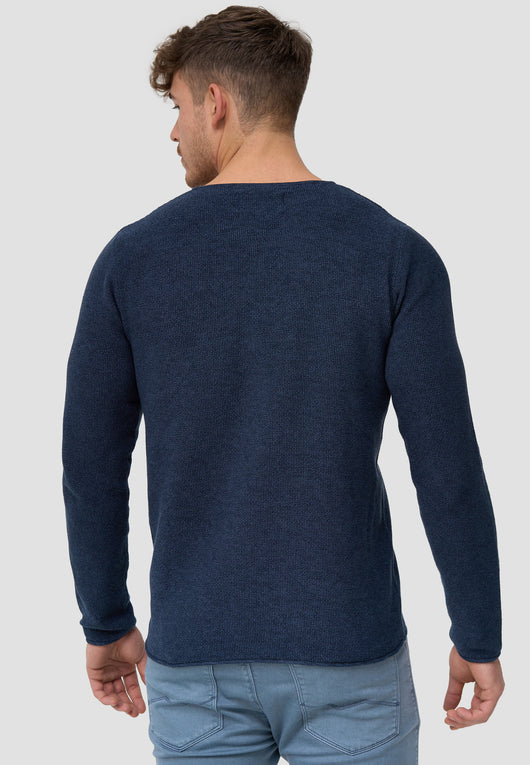 Indicode Herren Loakim Strickpullover mit Rundhals-Ausschnitt & Roll Edge aus 90% Baumwolle