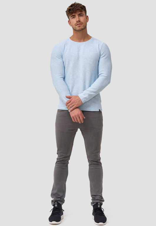 Indicode Herren Loakim Strickpullover mit Rundhals-Ausschnitt & Roll Edge aus 90% Baumwolle