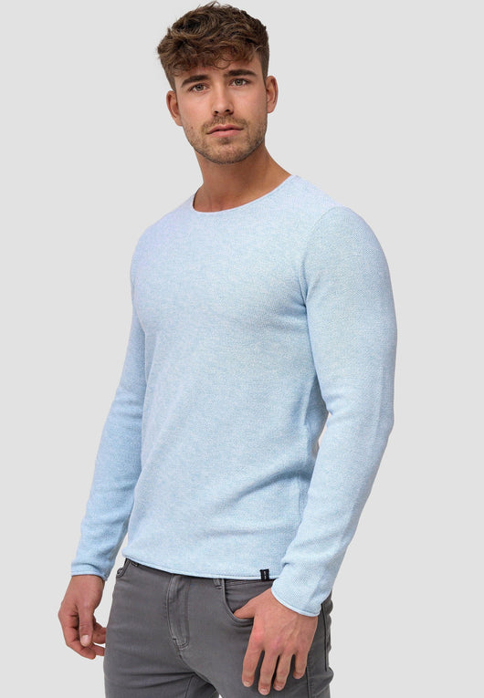 Indicode Herren Loakim Strickpullover mit Rundhals-Ausschnitt & Roll Edge aus 90% Baumwolle