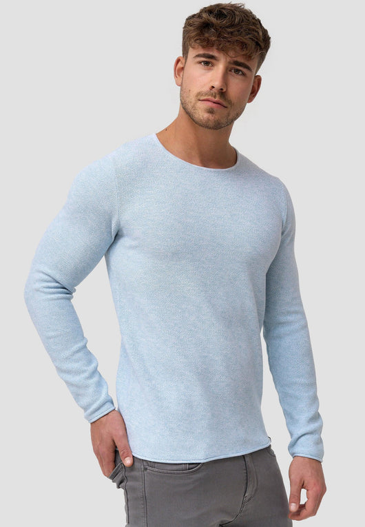 Indicode Herren Loakim Strickpullover mit Rundhals-Ausschnitt & Roll Edge aus 90% Baumwolle