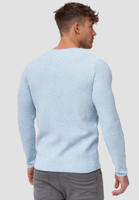 Indicode Herren Loakim Strickpullover mit Rundhals-Ausschnitt & Roll Edge aus 90% Baumwolle