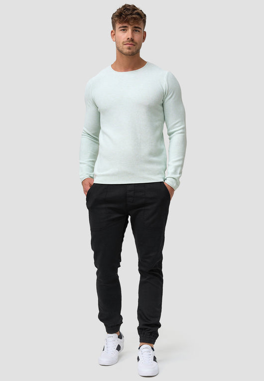 Indicode Herren Loakim Strickpullover mit Rundhals-Ausschnitt & Roll Edge aus 90% Baumwolle