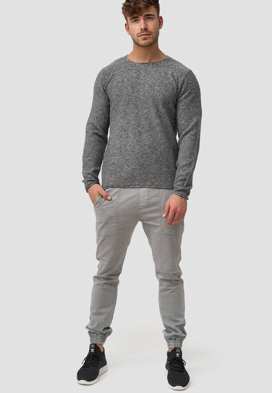 Indicode Herren Loakim Strickpullover mit Rundhals-Ausschnitt & Roll Edge aus 90% Baumwolle