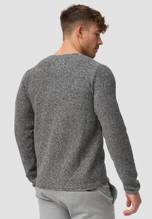 Indicode Herren Loakim Strickpullover mit Rundhals-Ausschnitt & Roll Edge aus 90% Baumwolle