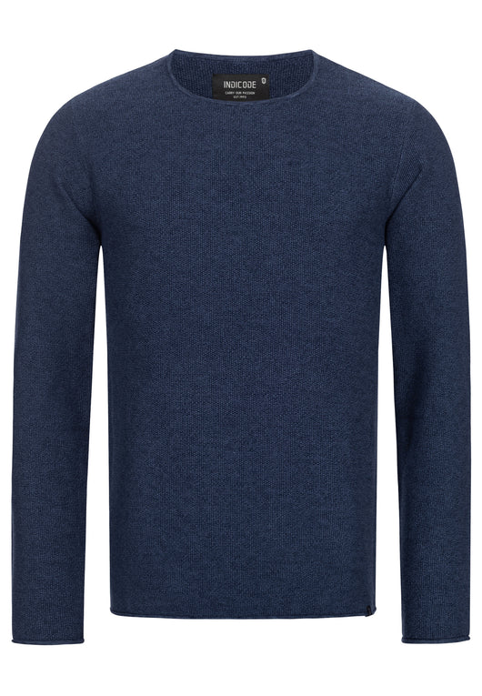 Indicode Herren Loakim Strickpullover mit Rundhals-Ausschnitt & Roll Edge aus 90% Baumwolle