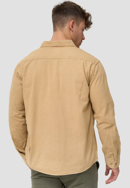 Indicode Herren Giuseppe Hemd einfarbig mit Brust-Tasche aus 100% Baumwolle - INDICODE