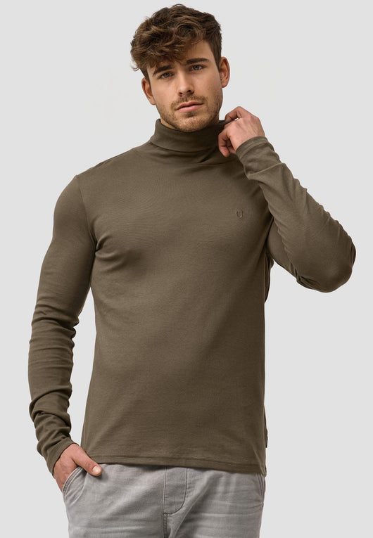 Indicode Herren Eagon Langarmshirt mit Rollkragen aus 100% Baumwolle