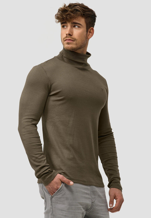 Indicode Herren Eagon Langarmshirt mit Rollkragen aus 100% Baumwolle